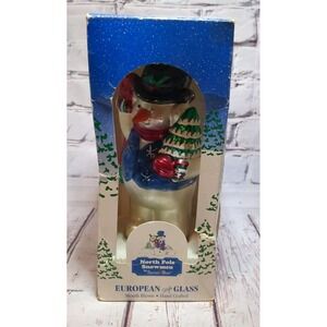 North Pole Snowman Santa's Best‎ European Style Blown Glass Christmas Ornament